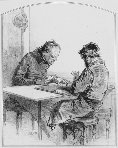 The Cards, Plate 20 from Les Toquades, 1858 by Paul Gavarni
